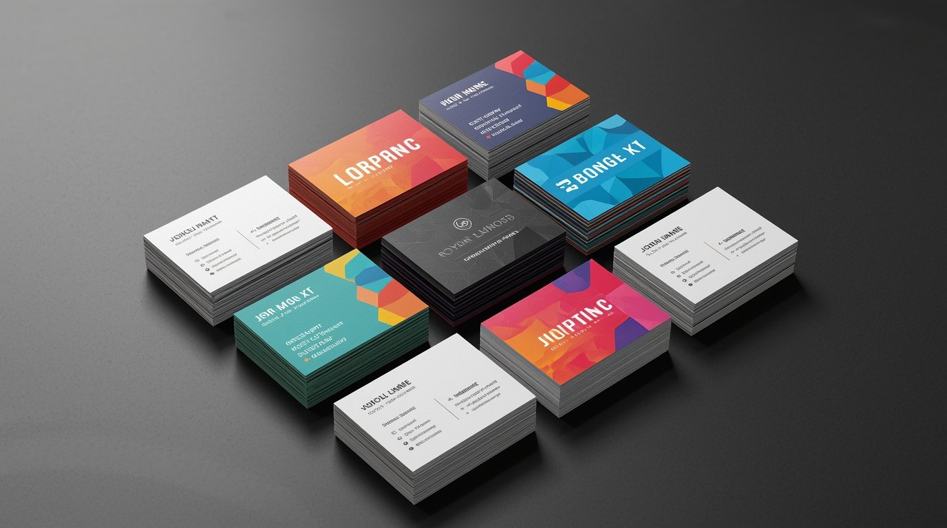 Stack of professionally printed business cards with custom designs